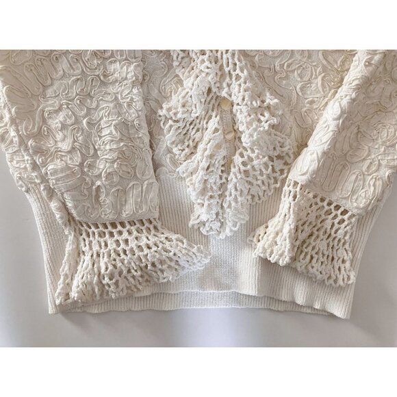 Michael Kors Collection Runway Soutache Stretch Viscose Top White Size XL - Picture 6 of 8